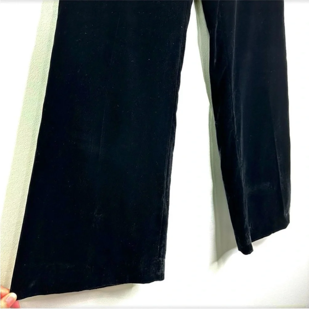 Zara NWT velvet velour black wide leg trouser pants side zip closure
